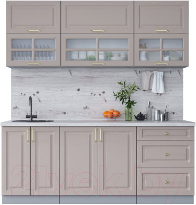 Кухонный гарнитур Интерлиния Мила Шато 2.0Б (луна/луна/бискайская сосна) - фото