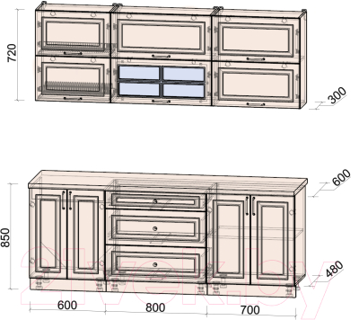 Готовая кухня Интерлиния Мила Шато 2.1Б