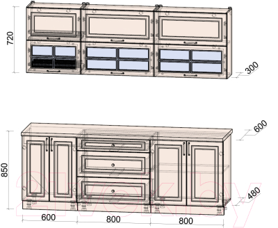 Готовая кухня Интерлиния Мила Шато 2.2Б