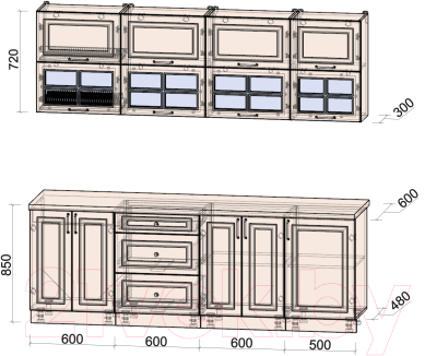 Готовая кухня Интерлиния Мила Шато 2.3Б