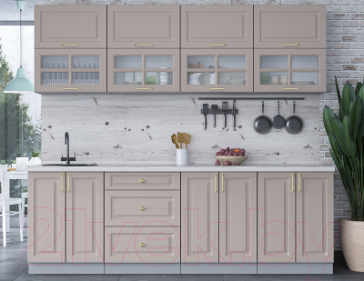 Кухонный гарнитур Интерлиния Мила Шато 2.4Б (луна/луна/бискайская сосна)