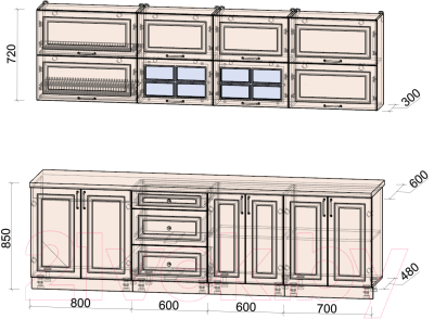 Готовая кухня Интерлиния Мила Шато 2.7Б