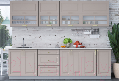 Кухонный гарнитур Интерлиния Мила Шато 2.8Б (луна/луна/бискайская сосна)