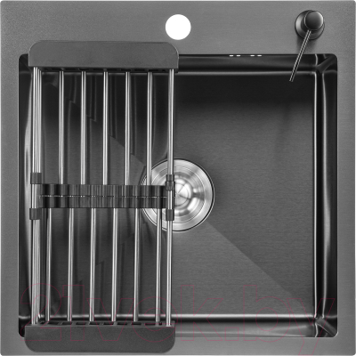 Мойка кухонная Saniteco 5050 Nano (с сифоном, дозатором и коландером)