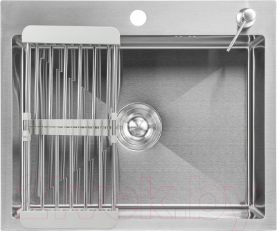Мойка кухонная Saniteco 6050 (с сифоном, дозатором и коландером) - фото