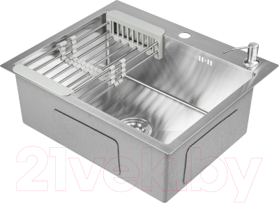 Мойка кухонная Saniteco 6050 (с сифоном, дозатором и коландером)
