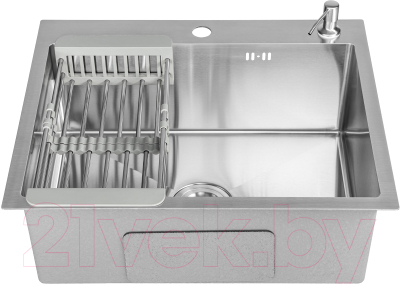 Мойка кухонная Saniteco 6050 (с сифоном, дозатором и коландером)