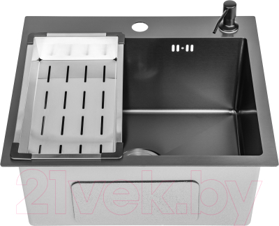 Мойка кухонная Saniteco 5045 Nano (с сифоном, дозатором и коландером)