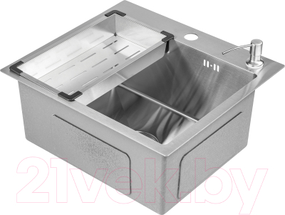 Мойка кухонная Saniteco 5045 (с сифоном, дозатором и коландером)