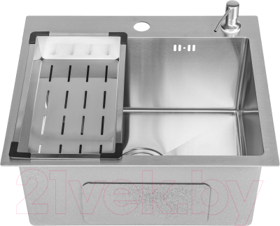 Мойка кухонная Saniteco 5045 (с сифоном, дозатором и коландером)