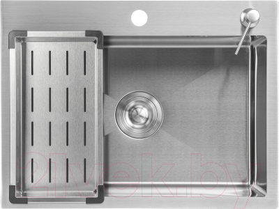 Мойка кухонная Saniteco 6045 (с сифоном, дозатором и коландером) - фото