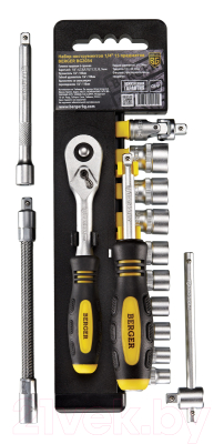 Набор головок слесарных BERGER SuperLock 6-гранных 1/4