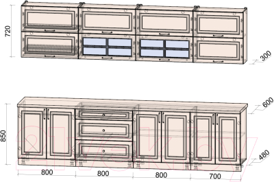 Готовая кухня Интерлиния Мила Шато 3.1Б