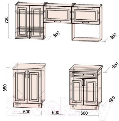 Готовая кухня Интерлиния Мила Шато 1.8В