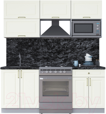 Кухонный гарнитур Интерлиния Мила Шато 1.9В (белый/белый/кастилло темный) - фото