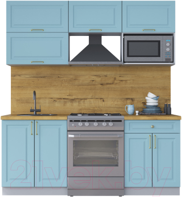 Кухонный гарнитур Интерлиния Мила Шато 1.9В (океан/океан/дуб бунратти) - фото