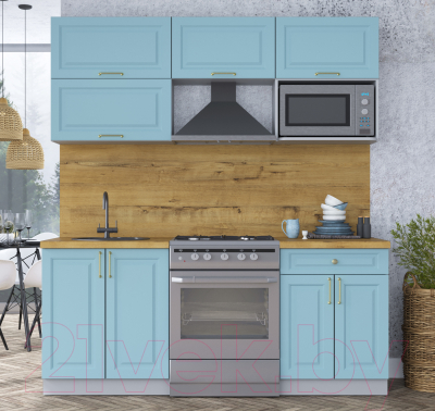 Кухонный гарнитур Интерлиния Мила Шато 1.9В (океан/океан/дуб бунратти)