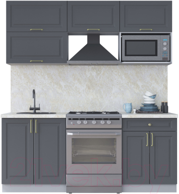 Кухонный гарнитур Интерлиния Мила Шато 1.9В (пепел/пепел/опал светлый) - фото