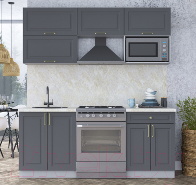 Кухонный гарнитур Интерлиния Мила Шато 1.9В (пепел/пепел/опал светлый)