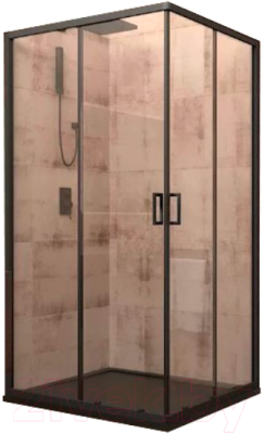 Душевой уголок Veconi 100x100 / RV13-100-01-C5 (стекло прозрачное/черный) - фото