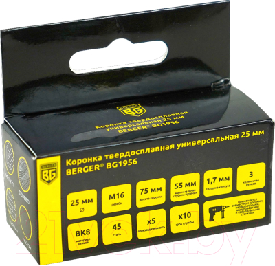 Коронка BERGER Твердосплавная универсальная 25х55мм М16 / BG1956