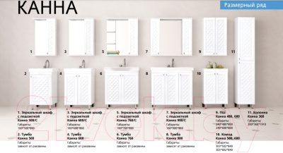 Шкаф с зеркалом для ванной Style Line Канна 75