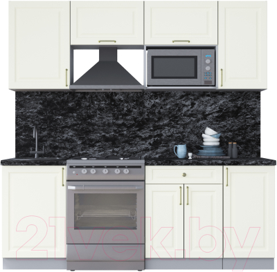 Кухонный гарнитур Интерлиния Мила Шато 2.1В (белый/белый/кастилло темный) - фото