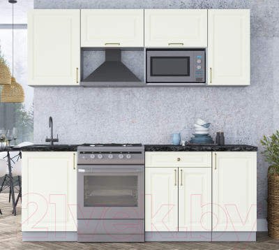 Кухонный гарнитур Интерлиния Мила Шато 2.1В (белый/белый/кастилло темный)