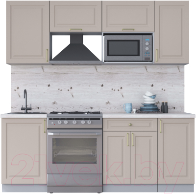 Кухонный гарнитур Интерлиния Мила Шато 2.1В (луна/луна/бискайская сосна) - фото