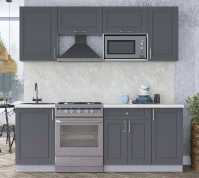 Кухонный гарнитур Интерлиния Мила Шато 2.1В (пепел/пепел/опал светлый)