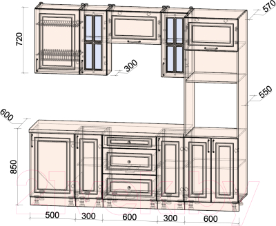 Готовая кухня Интерлиния Мила Шато 2.3В