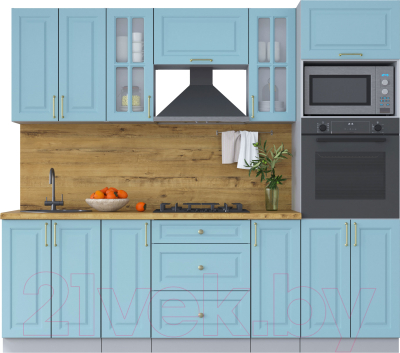 Кухонный гарнитур Интерлиния Мила Шато 2.4В (океан/океан/дуб бунратти) - фото