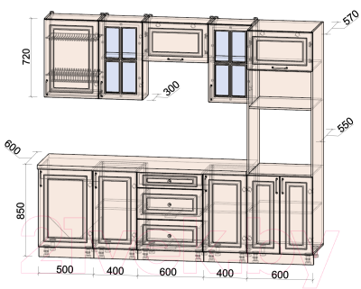 Готовая кухня Интерлиния Мила Шато 2.5В
