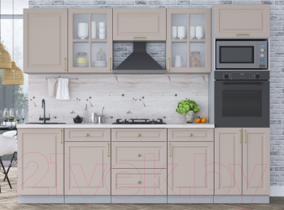 Кухонный гарнитур Интерлиния Мила Шато 2.7В (луна/луна/бискайская сосна)