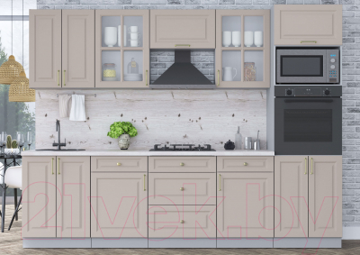 Кухонный гарнитур Интерлиния Мила Шато 2.8В (луна/луна/бискайская сосна)