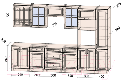 Готовая кухня Интерлиния Мила Шато 3.2В