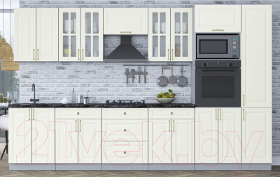 Кухонный гарнитур Интерлиния Мила Шато 3.4В (белый/белый/кастилло темный)