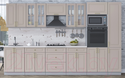 Кухонный гарнитур Интерлиния Мила Шато 3.4В (луна/луна/бискайская сосна)