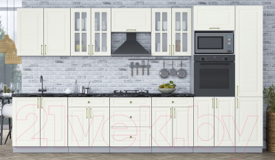 Кухонный гарнитур Интерлиния Мила Шато 3.6В (белый/белый/кастилло темный)