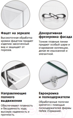 Шкаф с зеркалом для ванной Style Line Венеция 80см (с подсветкой)