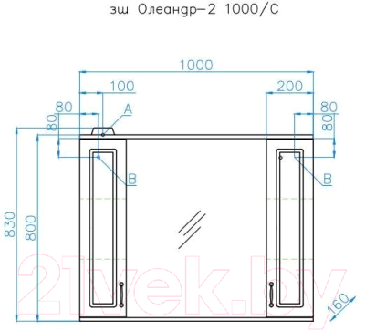 Шкаф с зеркалом для ванной Style Line Олеандр-2 100 (с подсветкой)