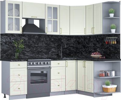 Готовая кухня Интерлиния Мила Шато 1.5x2.3 правая - фото