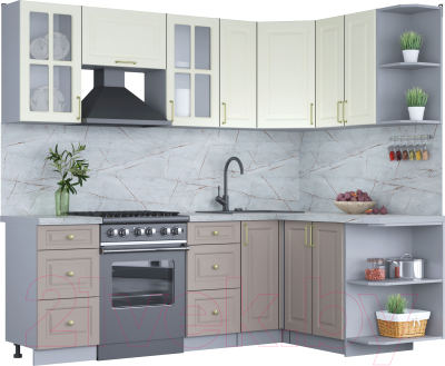 Готовая кухня Интерлиния Мила Шато 1.5x2.3 правая - фото