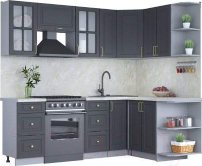 Готовая кухня Интерлиния Мила Шато 1.5x2.3 правая - фото