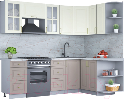 Готовая кухня Интерлиния Мила Шато 1.5x2.4 правая - фото