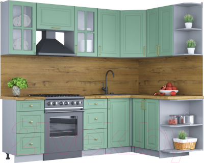 Готовая кухня Интерлиния Мила Шато 1.5x2.4 правая - фото