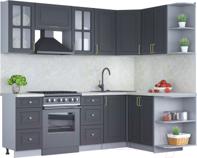 Готовая кухня Интерлиния Мила Шато 1.5x2.4 правая - фото