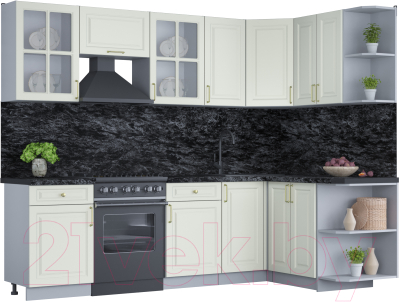 Готовая кухня Интерлиния Мила Шато 1.5x2.6 правая - фото