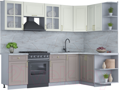 Готовая кухня Интерлиния Мила Шато 1.5x2.6 правая - фото