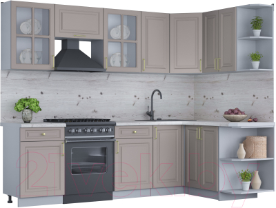 Готовая кухня Интерлиния Мила Шато 1.5x2.6 правая - фото